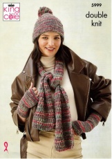 Knitting Pattern - King Cole 5999 - Homespun Prism DK - Ladies Accessories